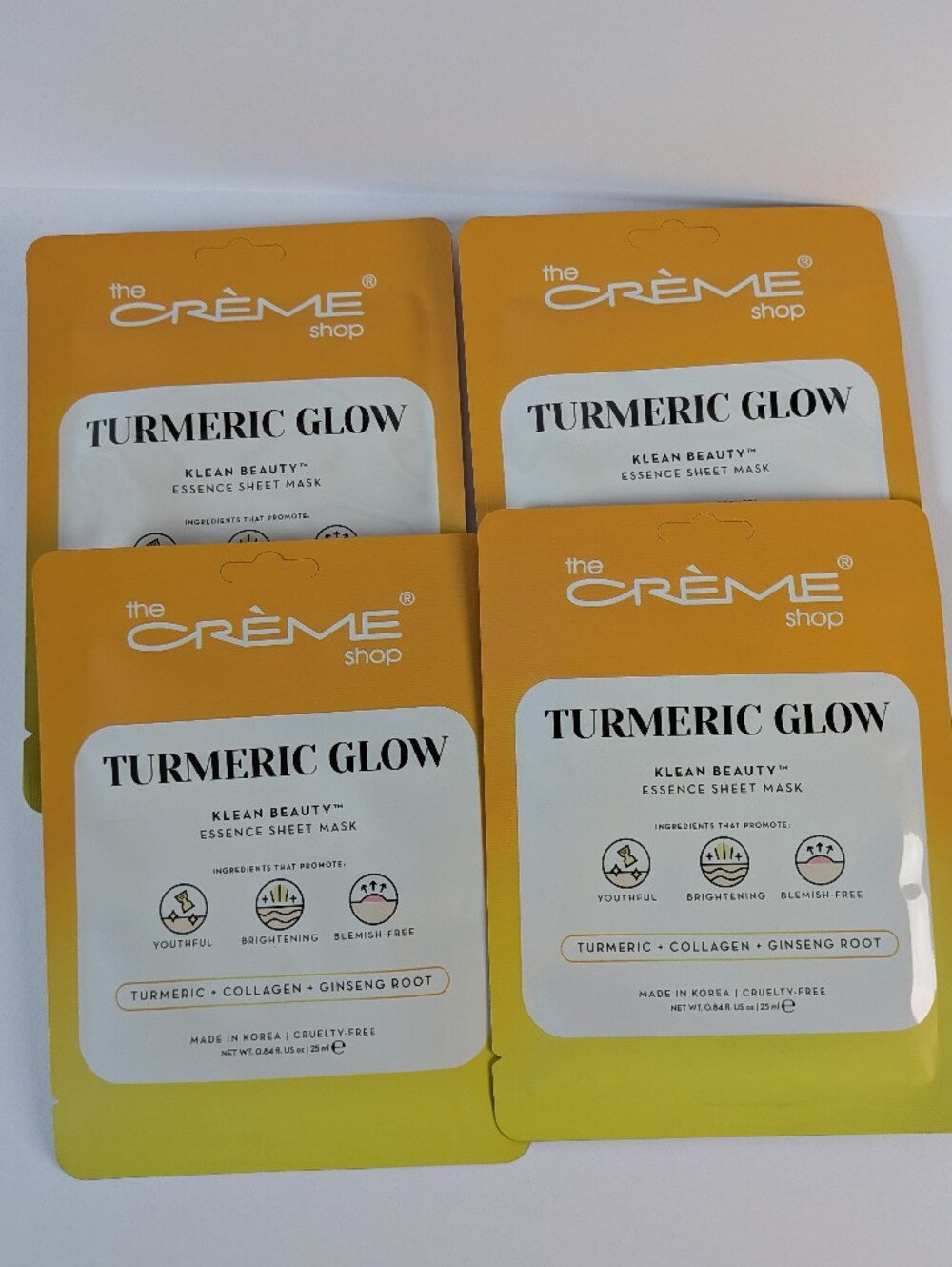 The Crème Shop Turmeric Glow Sheet Masks Bundle Of Four
